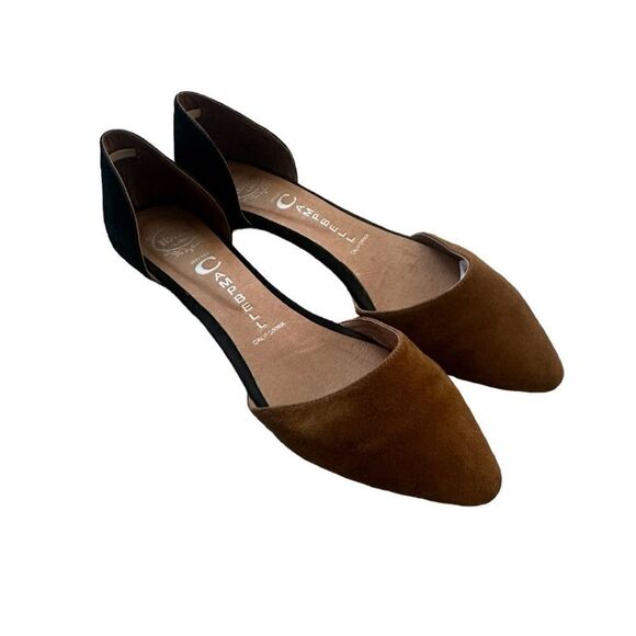 Jeffrey Campbell Colorblock Brown & Black In Love Suede D’Orsay Flats Size 8 - Picture 1 of 8